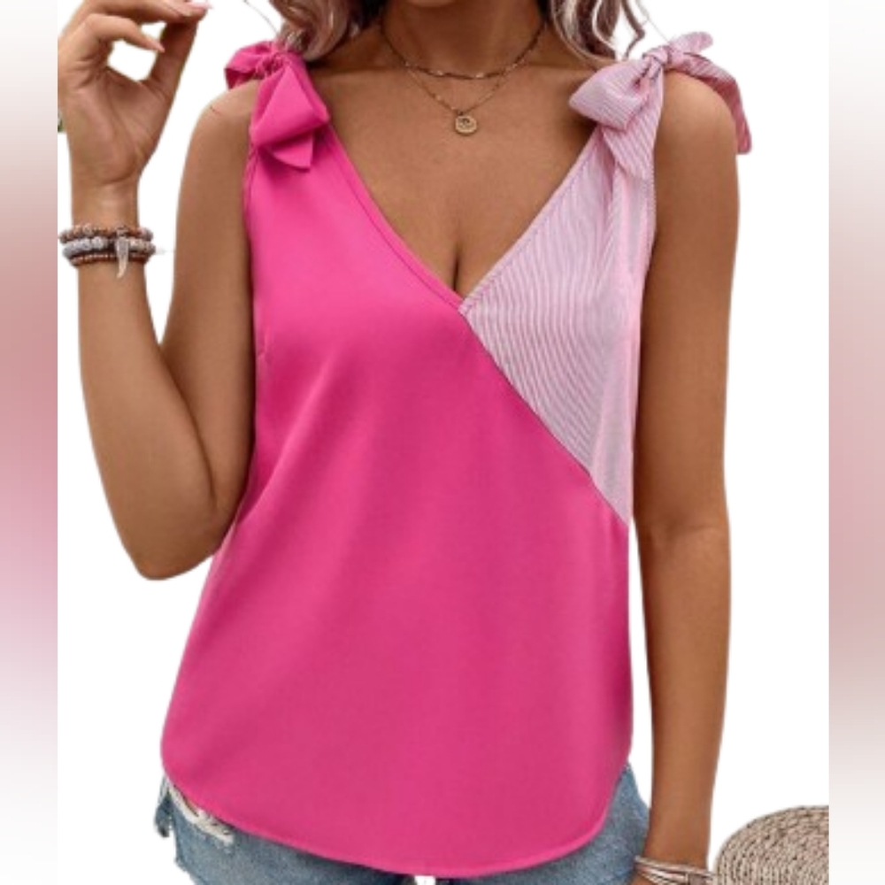 Sason Pink White Sleeveless Top Sz XL